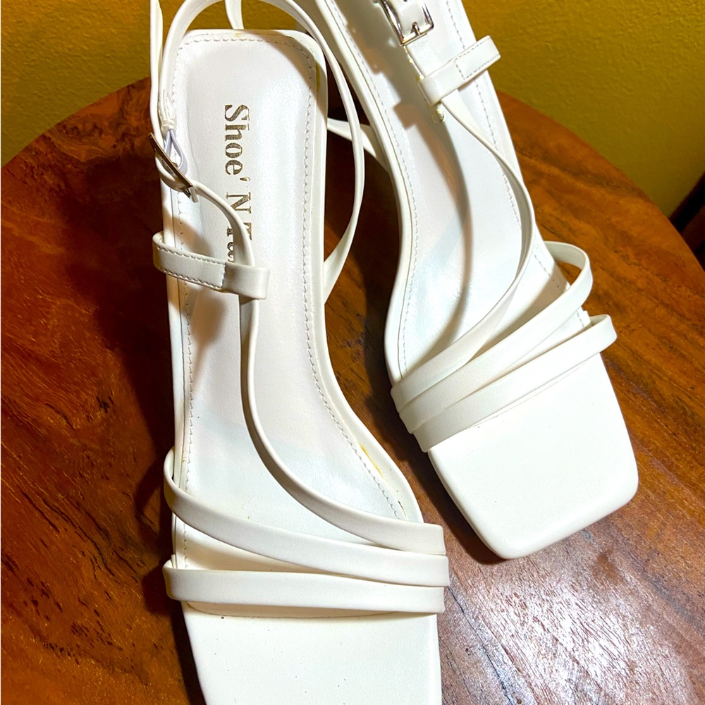 White heel sandals